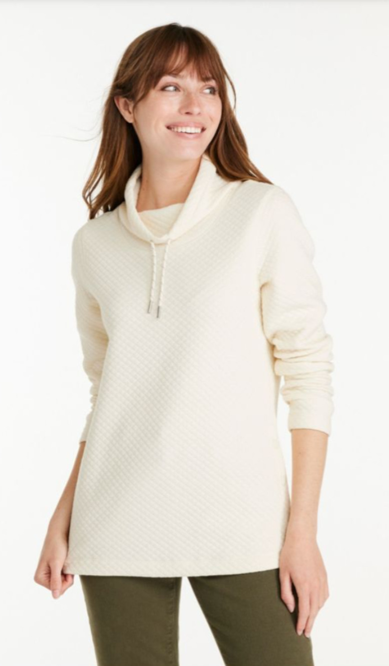 L.L. Bean SoftLight Quilted Funnelneck Pullover